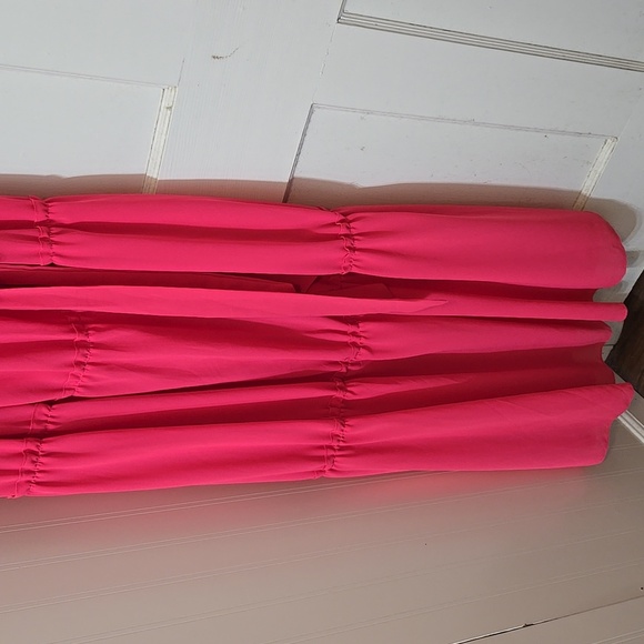Perfectly Priscilla Magenta Pink Maxi Sheer Ruffle Sleeve Tie Waist Size 1X - Picture 3 of 10